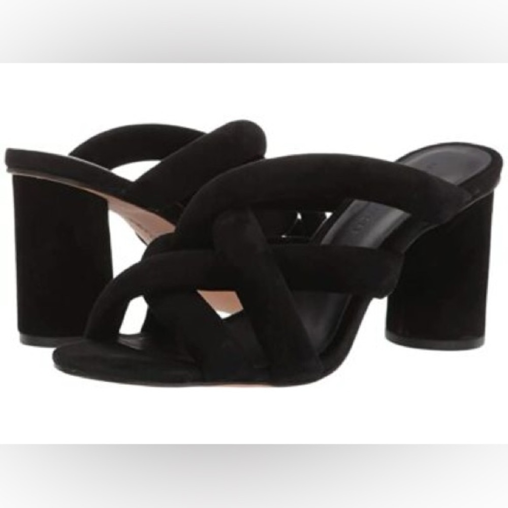 NEW Rebecca Minkoff Amandine Black Suede Strappy Block Heel Womens 7